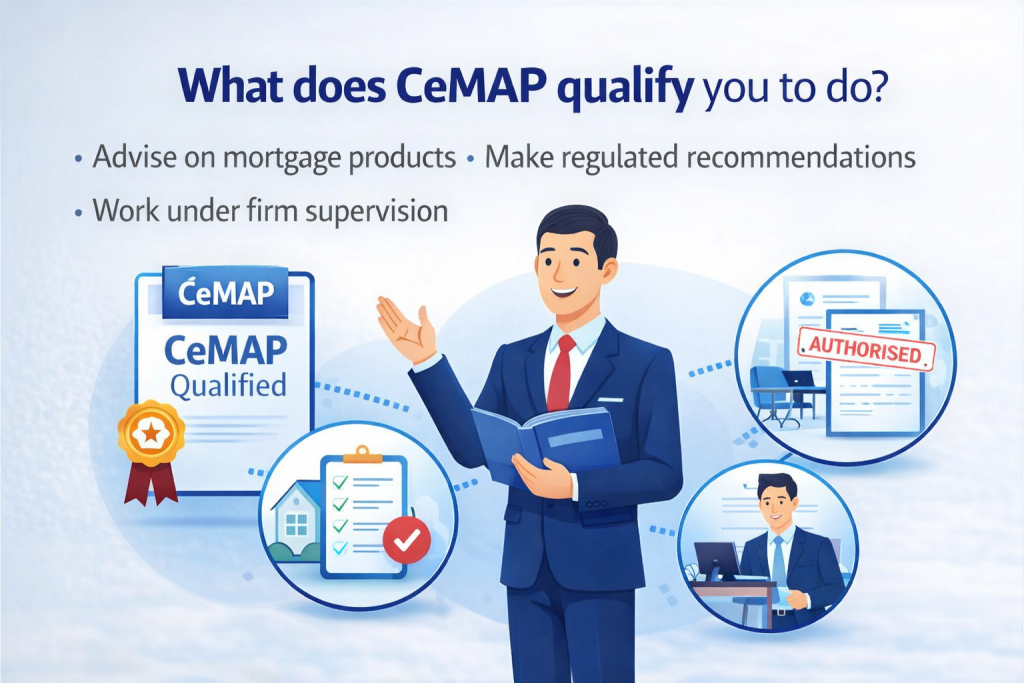Illustration showing what CeMAP qualifies a mortgage adviser to do under firm supervision