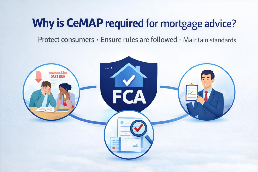 Illustration showing FCA regulation and why CeMAP is required for mortgage advice