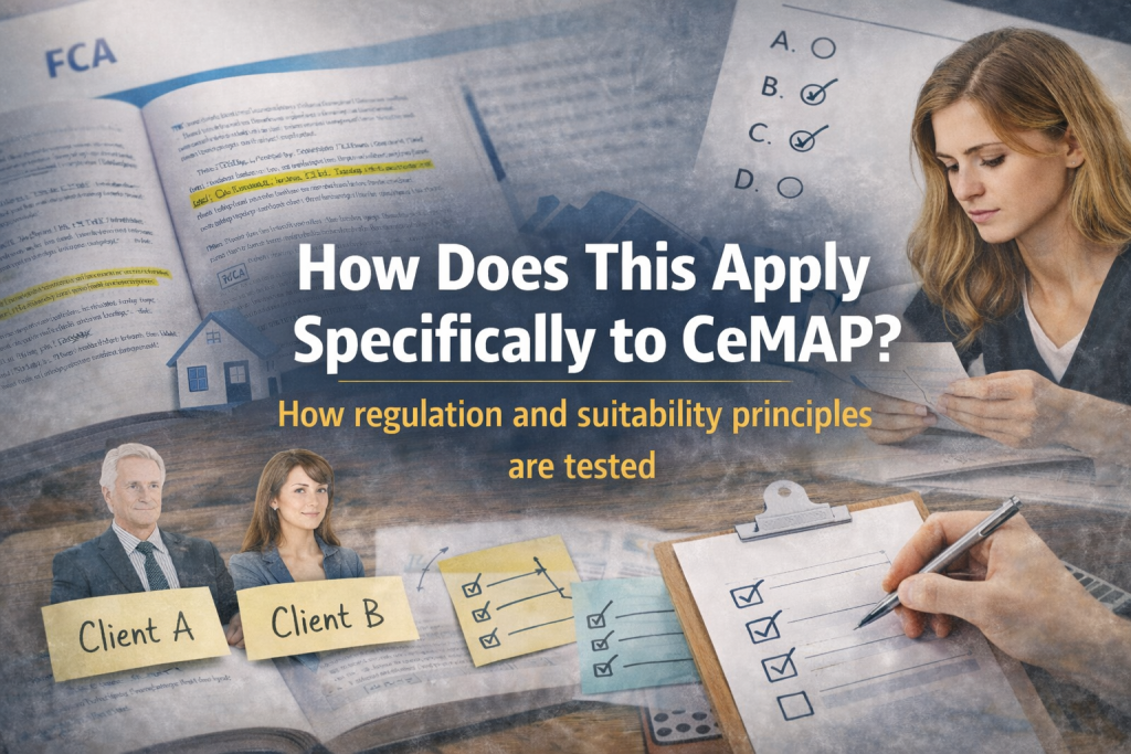 How does this apply specifically to CeMAP image showing regulation study, suitability scenarios and multiple choice assessment
