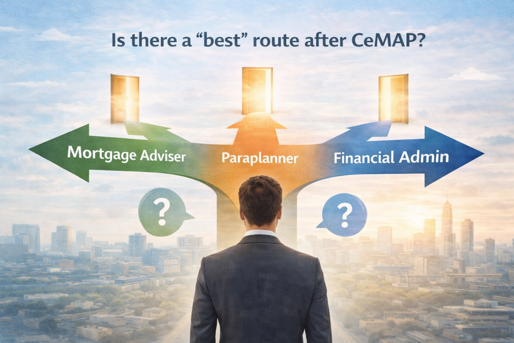 Different career paths after CeMAP including mortgage adviser and financial services roles