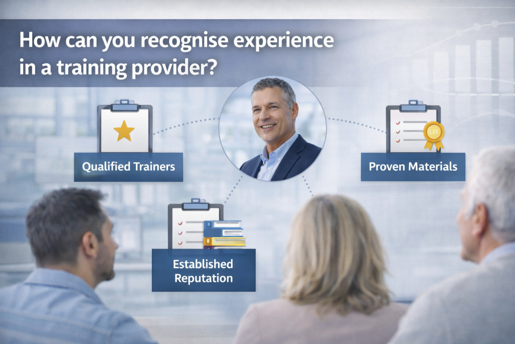 How to recognise experience in a training provider with trainer and learning quality indicators shown