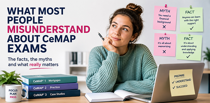 Student studying for CeMAP exams while separating common myths from the facts about the qualification.