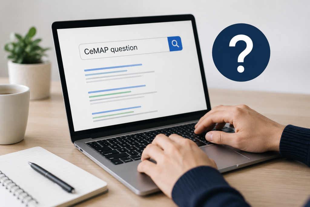 CeMAP learner searching online for help with a study question